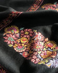 Black Embroidery Pashmina Shawl Cone Boteh Design Image 6