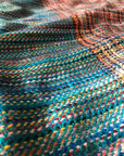 Multi Color IKAT Weave Pashmina Shawl, Turquoise - the Atelier H