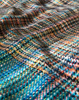 Multi Color IKAT Weave Pashmina Shawl, Turquoise - the Atelier H