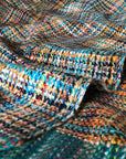 Multi Color IKAT Weave Pashmina Shawl, Turquoise - the Atelier H