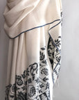 Oversize Kani Pashmina Shawl For Women, Chinar Design, White