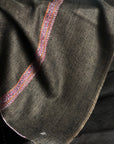 Black Friday Deal, Reversible Embroidery Pashmina Shawl, Charcoal Gray