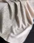 Natural White Embroidered Pashmina Shawl with Intricate Floral Designs