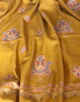 Black Friday Deal, Extra Fine Embroidery Pashmina Shawl, Mustard