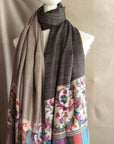 Black Friday Deal, Reversible Kani Pashmina Shawl, Charcoal Gray