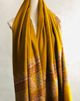 Black Friday Deal, Embroidery Pashmina Shawl For Women, Paisley, Mustard