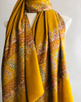 Black Friday Deal, Embroidery Pashmina Shawl For Women, Paisley, Mustard