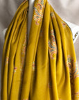 Black Friday Deal, Extra Fine Embroidery Pashmina Shawl, Mustard