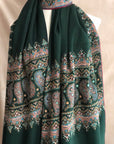 Black Friday Deal, Embroidery Pashmina Shawl For Women, Emerald Green