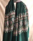 Black Friday Deal, Embroidery Pashmina Shawl For Women, Emerald Green