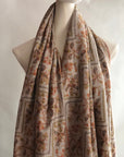 Embroidery Pashmina Shawl For Women, Floral Design, Beige