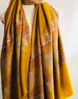 Black Friday Deal, Embroidery Pashmina Shawl For Women, Paisley, Mustard