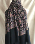 On Sale: Embroidery Pashmina Shawl For Women, Paisley Design, Black