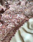 Black Friday Deal, Sozni Jamawar Pashmina Shawl, Paisley Design, White