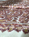 Black Friday Deal, Sozni Jamawar Pashmina Shawl, Paisley Design, White