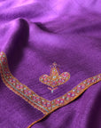 Black Friday Deal, Hashidar Silk Embroidery Pashmina Shawl, Bright Purple