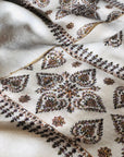 White Palla Design Silk Embroidery Pashmina Shawl - the Atelier H