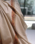 Border Embroidery Pashmina Shawl For Women | White