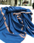 Black Friday Deal, Silk Embroidery Pashmina Shawl For Women, Royal Blue