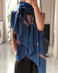 Black Friday Deal, Silk Embroidery Pashmina Shawl For Women, Royal Blue