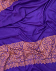 Classic Hand Embroidery Pashmina Shawl | For Women | Paisley, Bright Purple