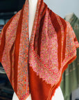 Vintage Orange Embroidery Pashmina Shawl with Katraaz Design