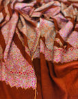 Vintage Orange Embroidery Pashmina Shawl with Katraaz Design