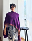 Bright Purple Embroidery Pashmina Shawl with Cone Boteh Design