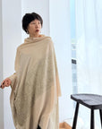 Natural White Embroidered Pashmina Shawl with Intricate Floral Designs