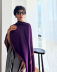 Bright Purple Embroidery Pashmina Shawl with Cone Boteh Design