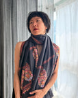 Extra Fine Black Pashmina Shawl with Classic Cone Boteh Design