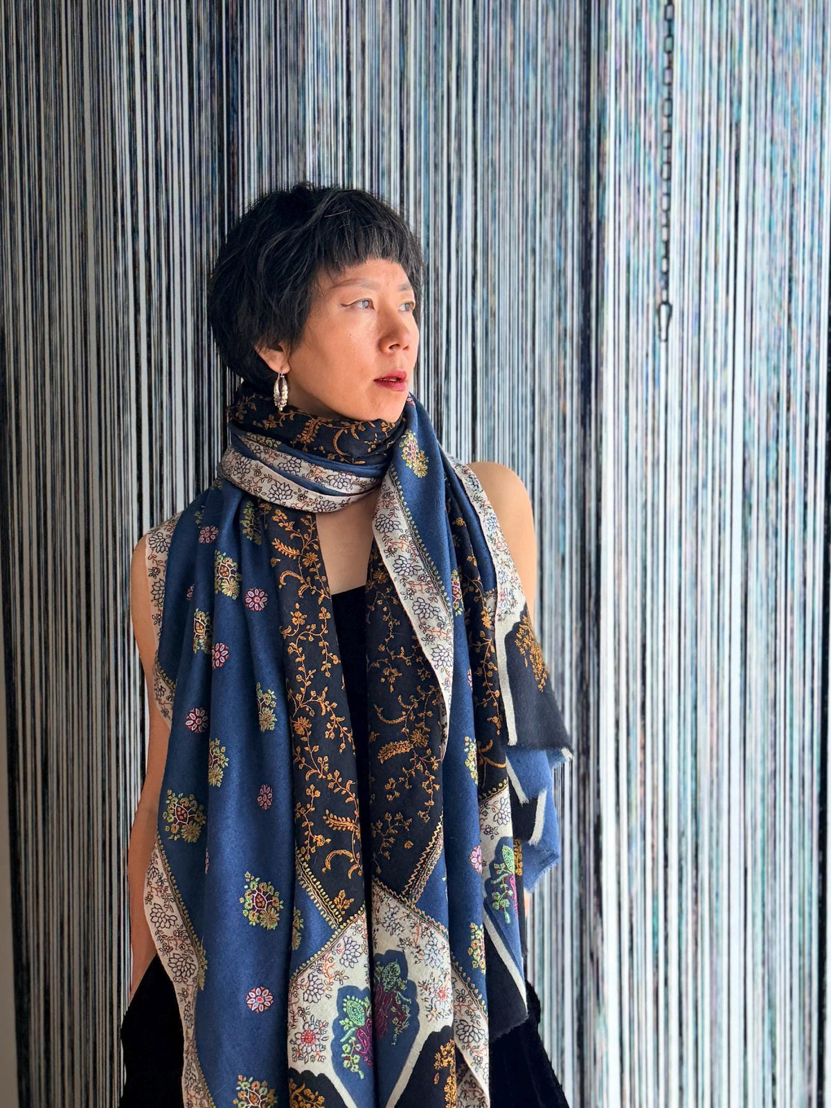 2.5 Yard Buti Design Pashmina Shawl with Intricate Embroidery Details