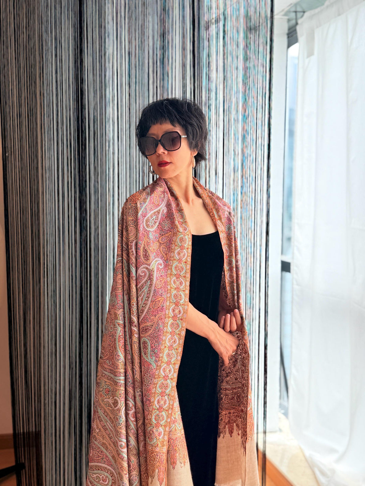 2.5 Yard Paisley Design Pashmina Shawl with Exquisite Embroidery Details