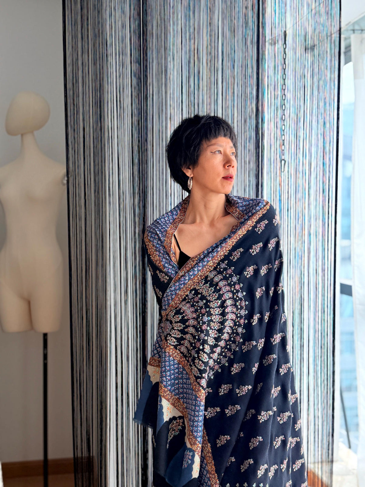 2.5 Yard Mandala Design Pashmina Shawl with Intricate Embroidery Details