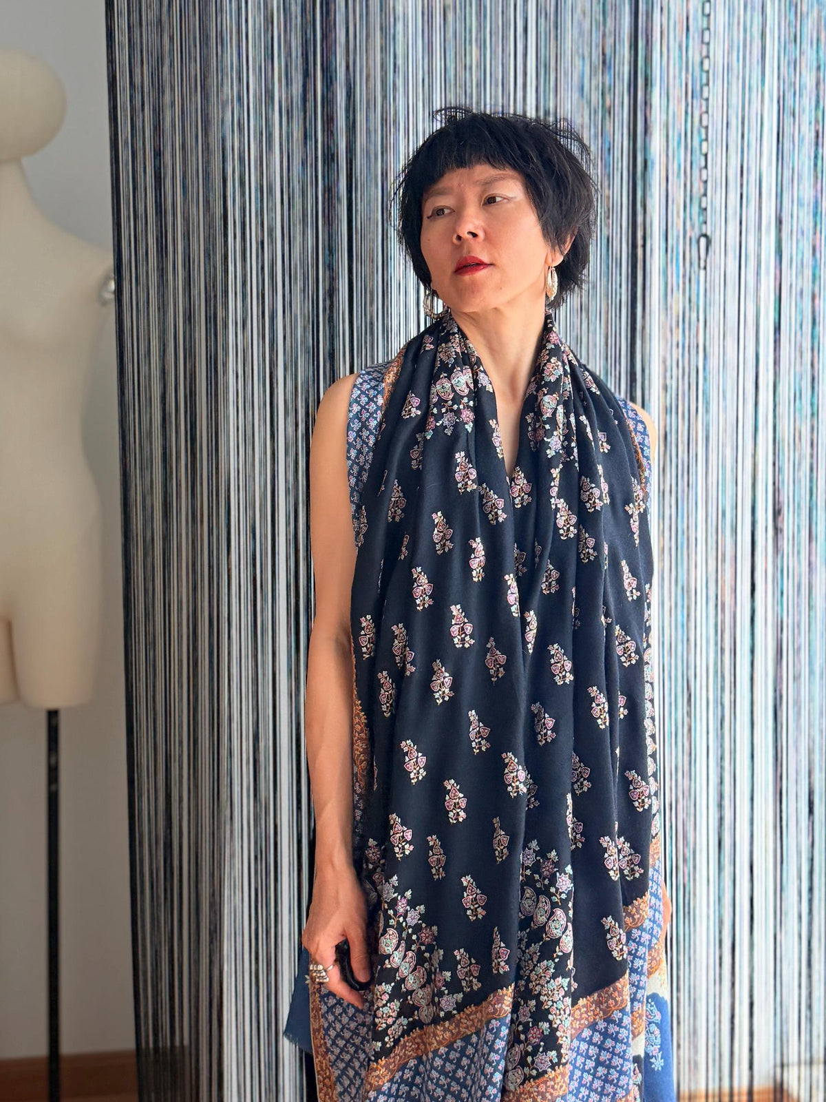 2.5 Yard Mandala Design Pashmina Shawl with Intricate Embroidery Details