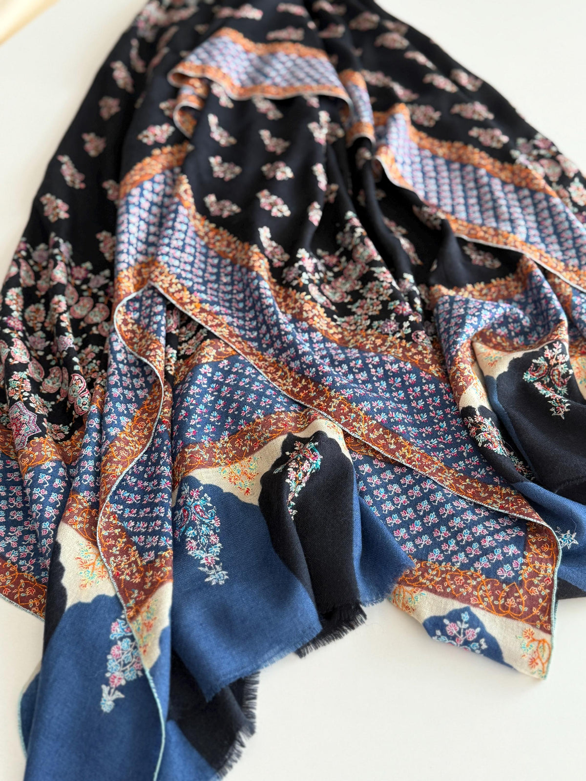 2.5 Yard Mandala Design Pashmina Shawl with Intricate Embroidery Details