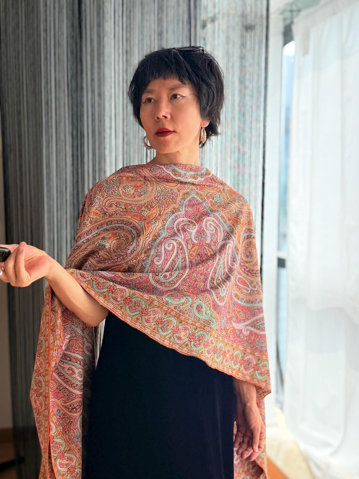 2.5 Yard Paisley Design Pashmina Shawl with Exquisite Embroidery Details