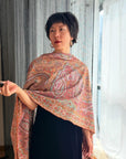 2.5 Yard Paisley Design Pashmina Shawl with Exquisite Embroidery Details