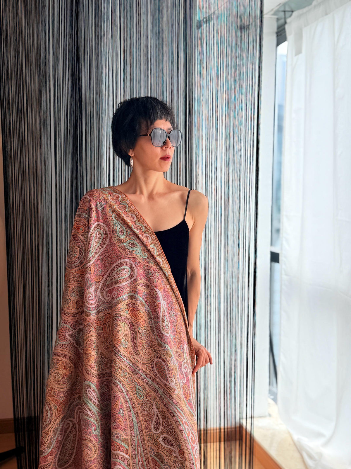 2.5 Yard Paisley Design Pashmina Shawl with Exquisite Embroidery Details