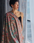 Black Sozni Jamawar Pashmina Shawl with Exquisite Embroidery Designs