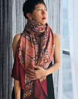 Maroon Sozni Jamawar Pashmina Shawl with Exquisite Embroidery Designs