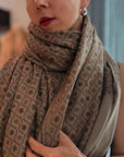 Vintage Gray Jali Embroidered Pashmina Shawl with Intricate Details