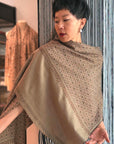 Vintage Gray Jali Embroidered Pashmina Shawl with Intricate Details