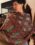 2.5 Yard Floral Design Pashmina Shawl with Exquisite Embroidery Details