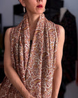 Handspun Ivory Paisley Design Pashmina Shawl with Intricate Embroidery Details