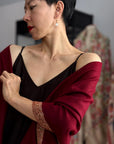 Vintage Wine Red Dhoor Embroidered Pashmina Shawl with 100% Hand Spun Material