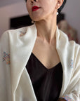Ivory Buti Embroidered Pashmina Shawl with Exquisite Embroidery Details