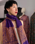 Bright Purple Paisley Pashmina Shawl with Intricate Embroidery Designs