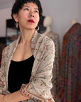 Elegant Beige Designer Pashmina Shawl with Intricate Embroidery Details
