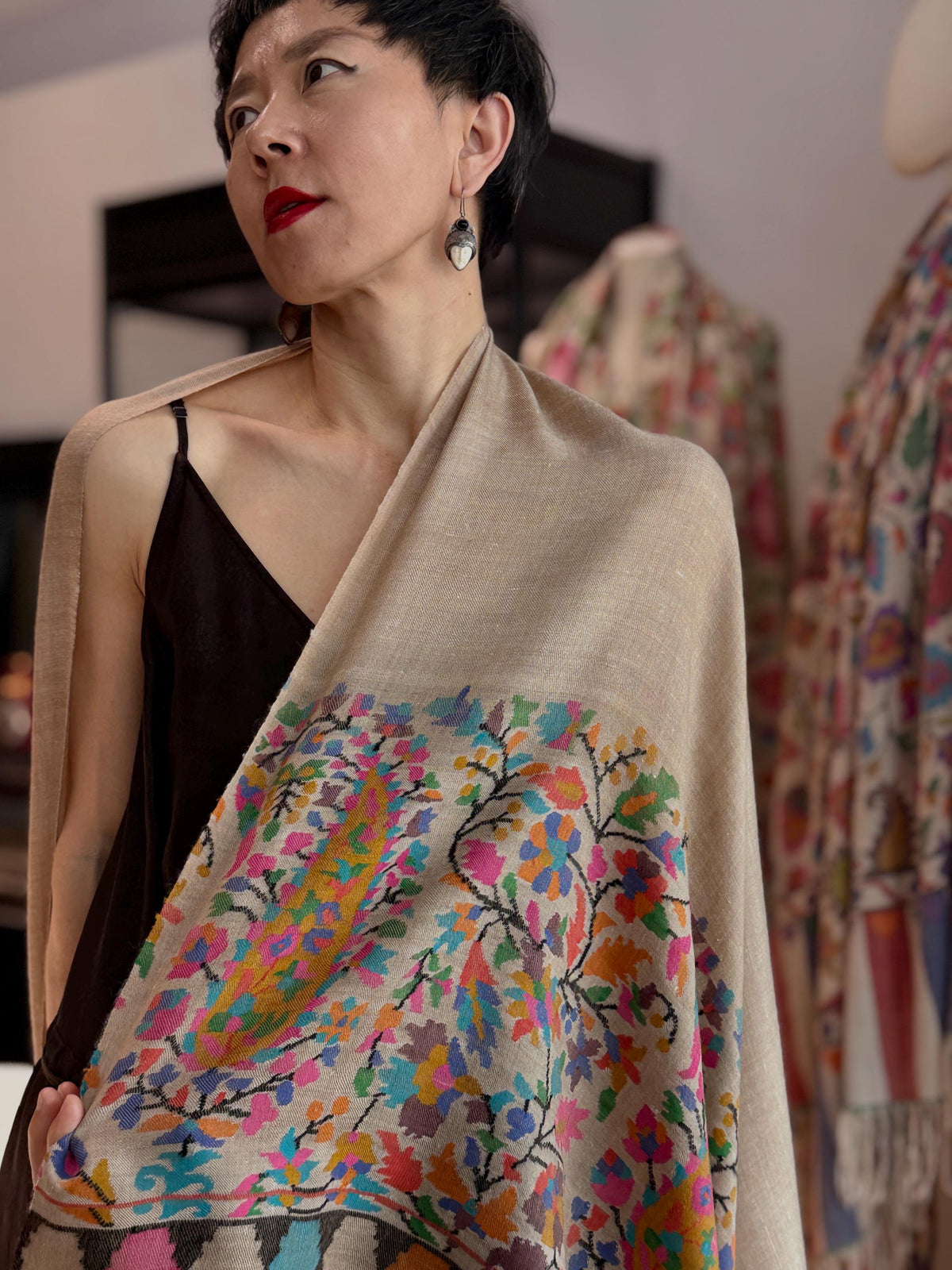 Extra Fine Designer Kani Palla Pashmina Shawl with Almond Designs